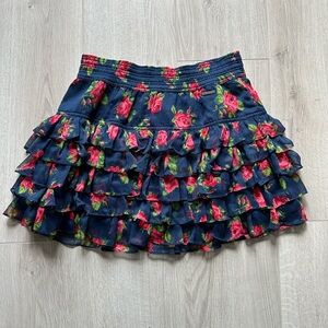 Abercrombie & Fitch Floral Ruffled Mini Skirt Size Medium